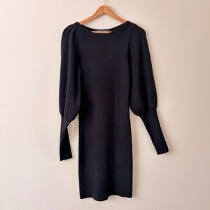 French Connection Black Puff Long Sleeve Dress S